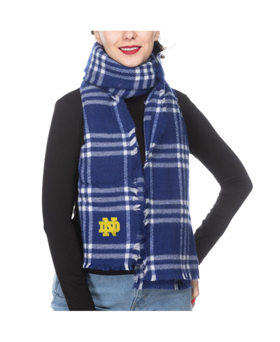 Zoozatz Women's  Notre Dame Fighting Irish Plaid Blanket Scarf In Blue