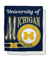 PEGASUS HOME FASHIONS MICHIGAN WOLVERINES 50" X 60" RETRO EMBLEM FLANNEL FLEECE SHERPA BLANKET