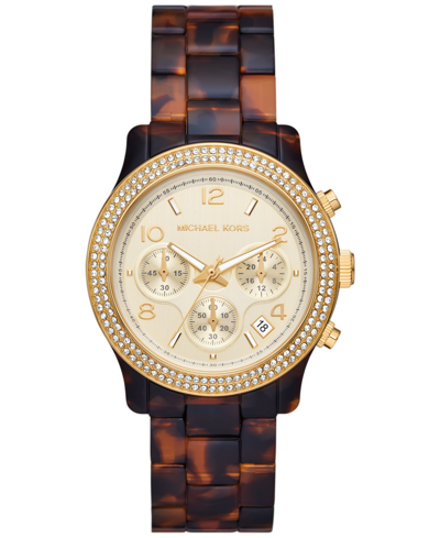 Michael Kors Women's Runway Chronograph Tortoise Acetate Watch 38mm