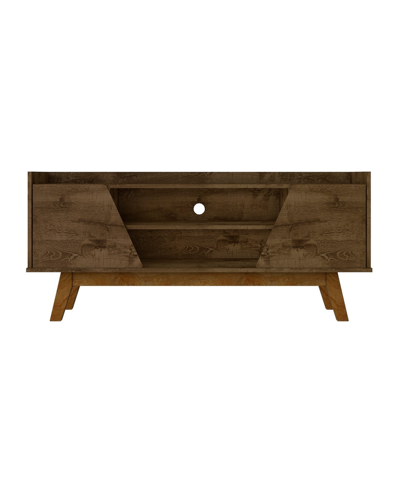 Manhattan Comfort Marcus 53.14" Medium Density Fiberboard 4-shelf Tv Stand In Rustic Brown