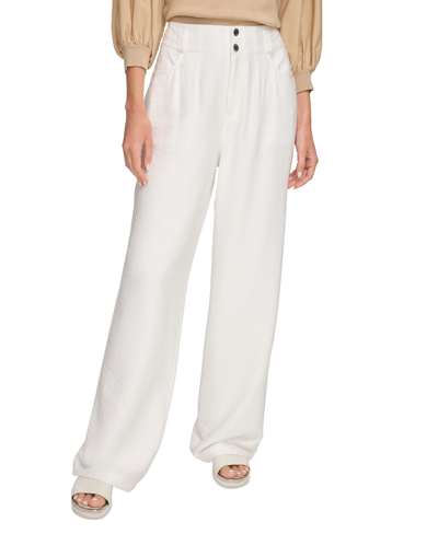 Dkny Women's Top-stitched Crinkle Trousers In White