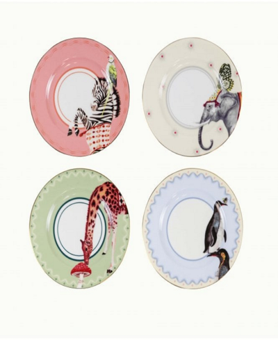 Yvonne Ellen Carnival Animal Tea Plates, Set Of 4 In Multi