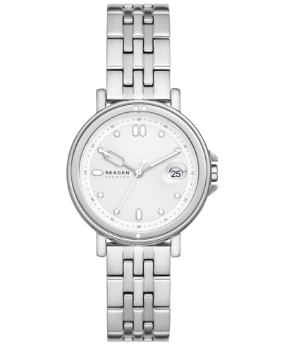 Skagen Women's Signatur Sport Lille Three Hand Date Silver-tone Stainless Steel Watch 34mm