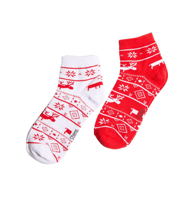 Stems Reindeer Ankle Socks Two Pack In Red,white