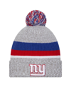New Era Youth Boys And Girls  Heather Gray New York Giants Cuffed Knit Hat With Pom In Heather Gray