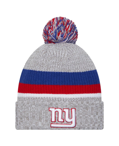 New Era Kids' Youth Boys And Girls  Heather Gray New York Giants Cuffed Knit Hat With Pom