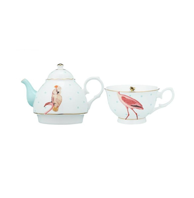 Yvonne Ellen Parrot And Flamingo Tea For One Set In Multi