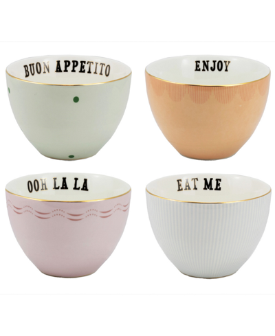 Yvonne Ellen Slogan Cereal Bowls, Set Of 4 In Multi