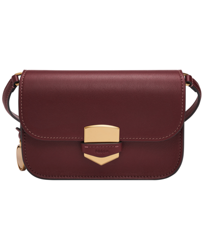 Fossil Lennox Flap Leather Crossbody Bag In Mahogany