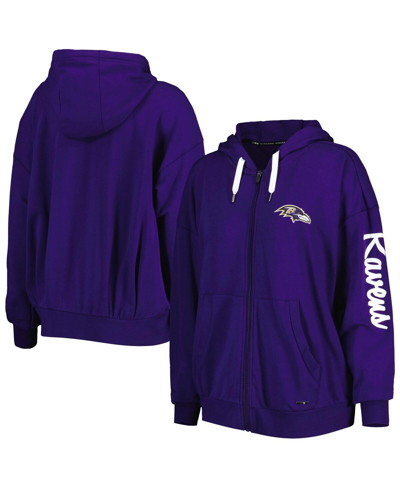 Msx By Michael Strahan Women's  Purple Baltimore Ravens Emerson Lightweight Full-zip Hoodie