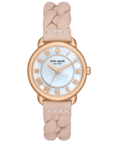 Kate Spade Women's Lily Avenue Rose-goldtone & Leather Three-hand Watch In Silver/pink