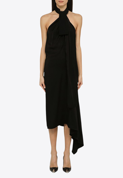 Givenchy Asymmetrical-cut Midi Dress In Black