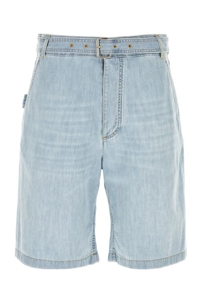 Bottega Veneta Belted Denim Shorts In Blue