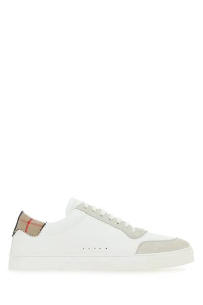 BURBERRY BURBERRY MAN TWO-TONE LEATHER AND SUEDE SNEAKERS