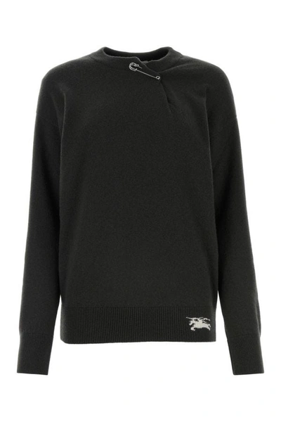 Burberry Woman Anthracite Cashmere Sweater In Black