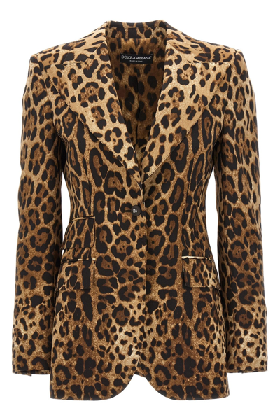 Dolce & Gabbana Animal Print Single-breasted Blazer In Multicolour