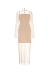 Givenchy Lace Overlay Dress With High Neck And Long Sleeves In Pink