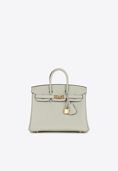 Hermes Birkin 25 Sellier In Gris Neve Togo Leather With Gold Hardware