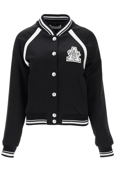 Alessandra Rich Logo-patch Padded Jacket In Black,white