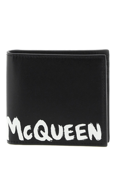 Alexander Mcqueen Graffiti Bi-fold Wallet In White,black