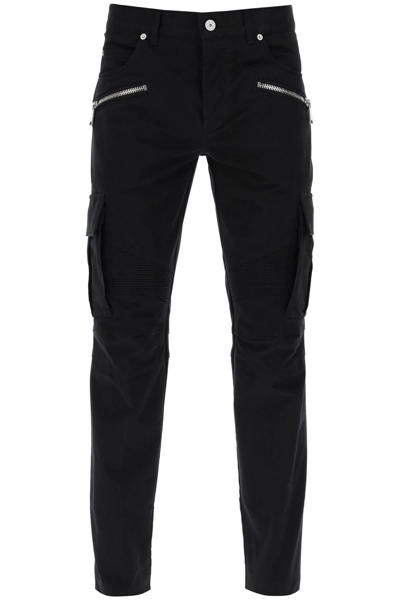 Balmain Zip Detailed Tapered Leg Trousers In Black