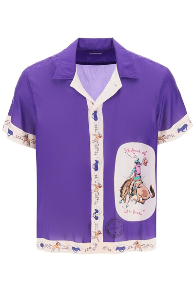 Bode Round Up Short Sleeve Shirt In Purple
