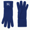 BURBERRY BURBERRY BLUE CASHMERE GLOVES WITH LOGO