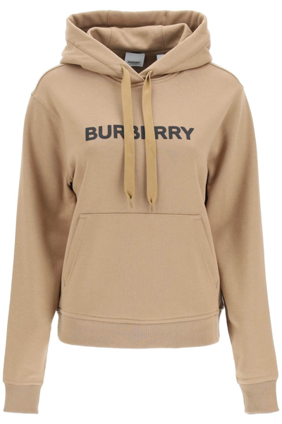 Burberry Poulter Hoodie With Logo Print In Beige