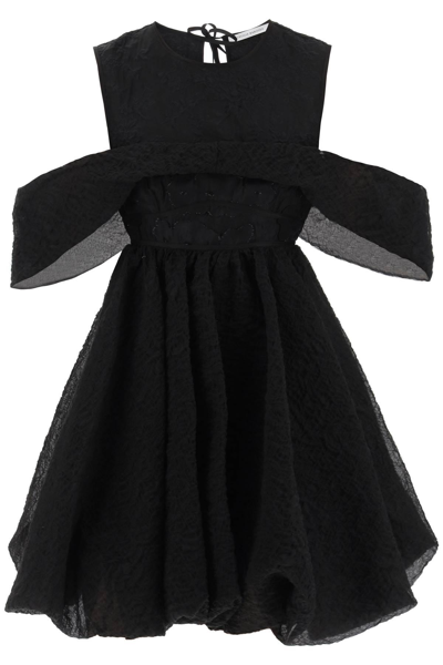 Cecilie Bahnsen Urania Winglet Sleeve Dress In Black