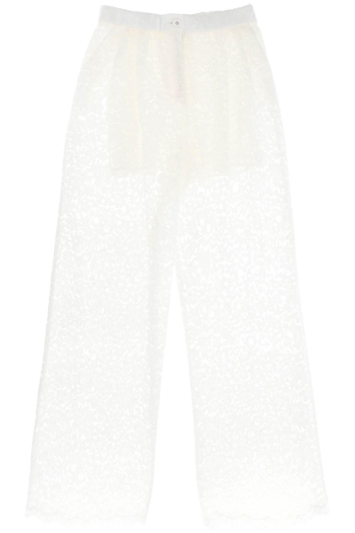 Dolce & Gabbana Flared Floral Cordonetto Lace Pants In White