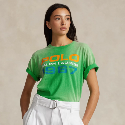 Ralph Lauren Logo Cotton Jersey Tee In Tiller Green