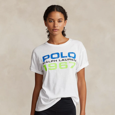 Ralph Lauren Logo Cotton Jersey Tee In White