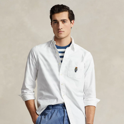 Ralph Lauren Classic Fit Polo Bear Oxford Shirt In White