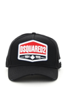 Dsquared2 Logo Patch Cotton Baseball Cap In Black
