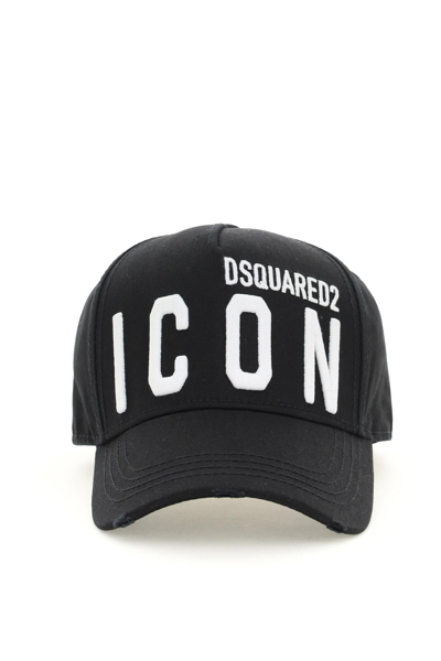 Dsquared2 Icon Logo Embroidered Baseball Cap In Black