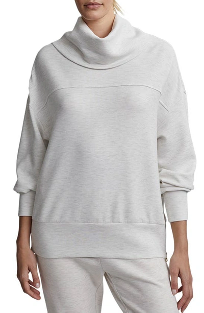 Varley Priya Longline Cowl Neck Sweatshirt In Ivory Marl