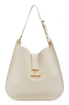 Tom Ford Large Tara Leather Hobo Bag In 1w003 Chalk