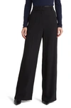 Hugo Boss Tapered-fit Wide-leg Trousers With Fabric Belt In Black