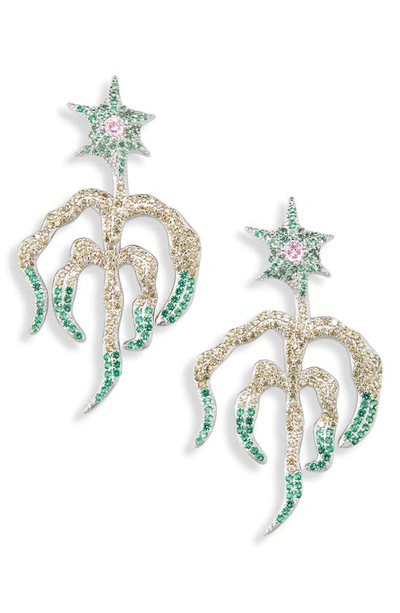 Collina Strada Sprouting Star Drop Earrings In Green