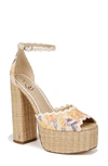 Sam Edelman Kori Platform Sandal In Apricot Floral Multi