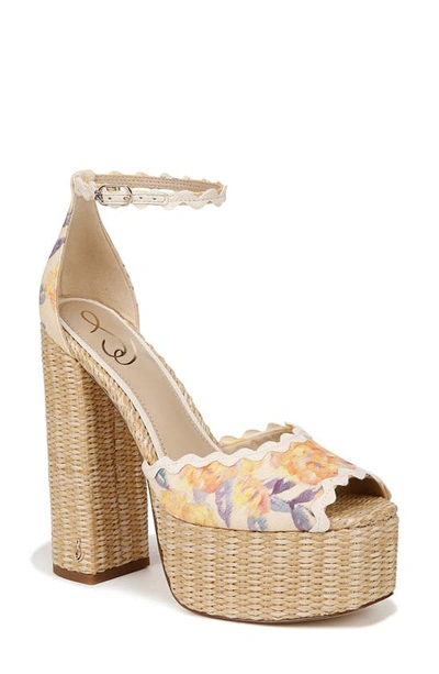 Sam Edelman Kori Platform Sandal In Apricot Floral Multi