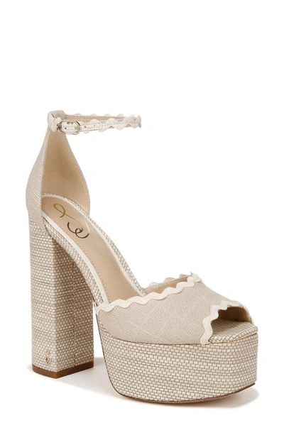 Sam Edelman Kori 2 Womens Adjustable Peep Toe Block Heel In Natural