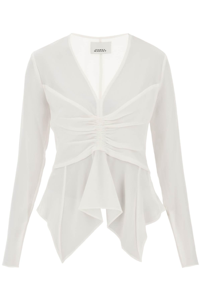 Isabel Marant Ulietta Gathered Crepe Blouse In White