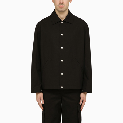 Jil Sander Black Shirt Jacket With Logo In Beige