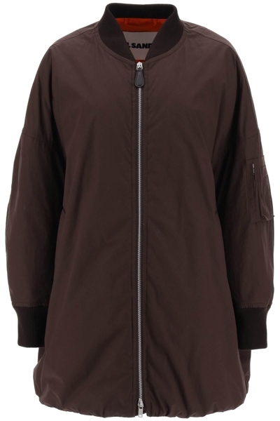 Jil Sander Drawstring Bomber Jacket In Brown