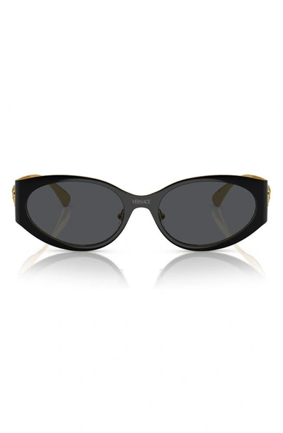 Versace Medusa Metal Oval Sunglasses In Black