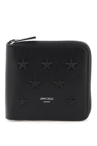Jimmy Choo Zip Around Wallet With Stars In Black