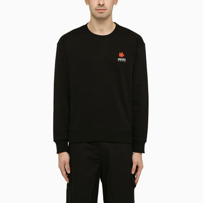 KENZO KENZO BLACK CREWNECK SWEATER WITH LOGO