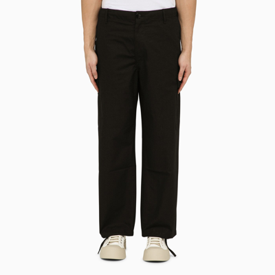 Kenzo Cotton Cargo Trousers In Black