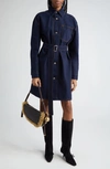 Burberry Japanese Belted Denim Shirtdress In Indigo Blue